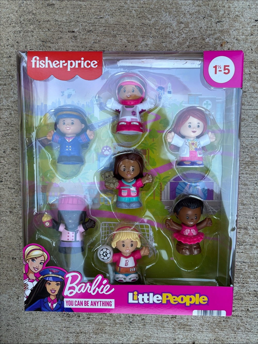 Fisher-Price Barbie Little People Mini Doll Set - Pink, White, Blue, Brown